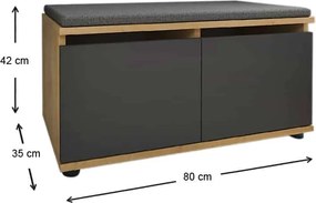Παπουτσοθήκη Twain 8 ζευγών sapphire oak-ανθρακί 80x35x42εκ