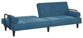 vidaXL Καναπές Κρεβάτι με Μπράτσα Μπλε Βελούδινος