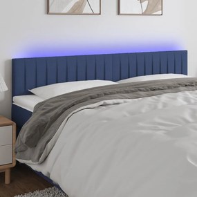 Κεφαλάρι Κρεβατιού LED Μπλε 200x5x78/88 εκ. Υφασμάτινο 3121878