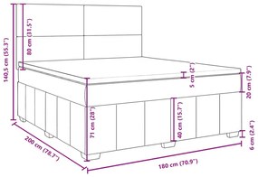 Κρεβάτι Boxspring με Στρώμα Σκούρο Γκρι 180x200 εκ Υφασμάτιν - Γκρι