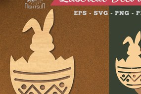 Σετ των 2 Intra απο ξύλο plywood 3mm-4mm πάχος Διακόσμηση λαγουδάκι με λέιζερ 1 Δίασταση 15x15 cm INTRAFABR-119432118