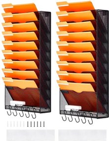 VEVOR File Wall Rack Mesh Wall File Holder 2-Piece 10 Pockets for Office/School