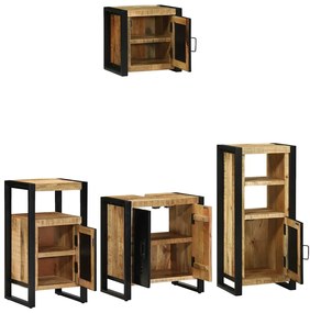 vidaXL Σετ Επίπλων Μπάνιου με ράφι 4 pcs Καφέ Στερεό ξύλο μάνγκο