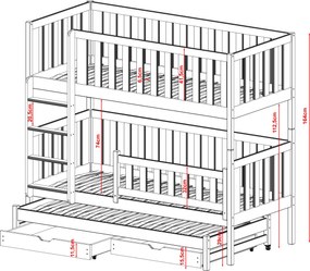 LEA 80x200 white bunk bed Lano Furniture