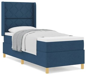 vidaXL Κρεβάτι με ελατήριο με στρώμα Μπλε 80 x 200 cm ύφασμα