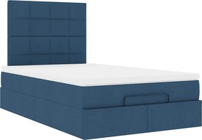 vidaXL Οθωμανικό κρεβάτι με στρώμα μπλε 120x200cm ύφασμα