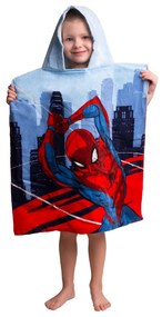 Παιδικό Πόντσο Βαμβακερό Βελούδινο Spiderman 320gsm - 50 x 115 cm - Μπλε - Borea