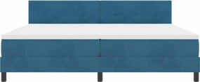 vidaXL LED Κρεβάτι με βάθρο Σκούρο Μπλε 200 x 200 cm Βελούδο