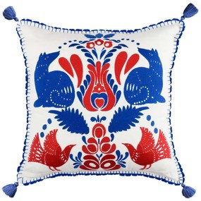 Μαξιλάρι Διακοσμητικό (Με Γέμιση) Folk Embroidery LC40080 50x50 Blue-Red MindTheGap 50Χ50 Πούπουλο-Φτερό