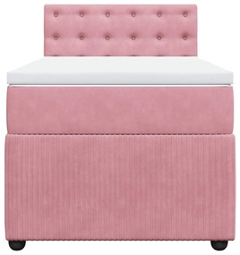 vidaXL Κρεβάτι Boxspring με Στρώμα Ροζ 80 x 200 εκ. Βελούδινο