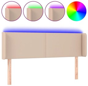 vidaXL Κεφαλάρι Κρεβατιού LED Καπουτσίνο 147x16x78/88εκ. Συνθετ. Δέρμα