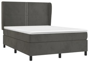 vidaXL Κρεβάτι Boxspring με Στρώμα Σκούρο Γκρι 140x190 εκ. Βελούδινο