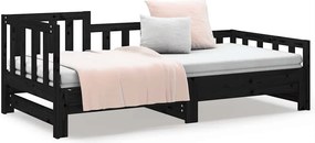 vidaXL Καναπές Κρεβάτι Συρόμενος Μαύρος 80x200 εκ. από Μασίφ Πεύκο