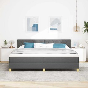 vidaXL Κρεβάτι box spring με στρώμα Σκούρο Γκρι 200 x 200 cm ύφασμα