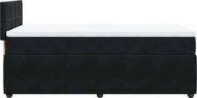 vidaXL Κρεβάτι Boxspring με Στρώμα Μαύρο 90x200 εκ. Βελούδινο