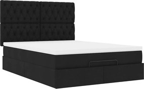 vidaXL Οθωμανικό κρεβάτι με στρώμα Μαύρο 140x190cm Ύφασμα