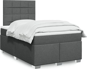 vidaXL Κρεβάτι Boxspring με Στρώμα Σκούρο Γκρι 120x190 εκ Υφασμάτινο