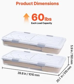 VEVOR Under Bed Storage with Wheels 39.8x20.1x5.9 In Rolling Storage Bags 2 Pack