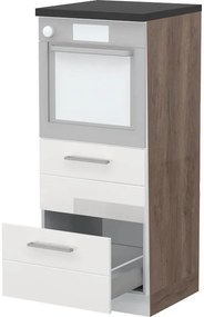 Επιδαπέδιο ντουλάπι φούρνου ψηλό Hudson K14-60-2MB-Φυσικό σκούρο - Λευκό - 60.00Χ60.00Χ148.00cm