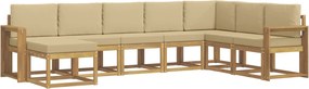 vidaXL Σειρά Καναπέ Εξωτερικού με μαξιλάρι 8 pcs Λευκό και Μπεζ