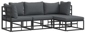 vidaXL Σετ Καναπέ Κήπου 4 pcs Μαύρο 213 x 141.5 x 71 εκ Αλουμίνιο