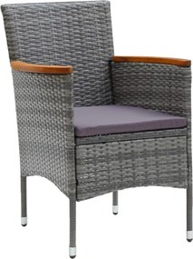 vidaXL Σετ Τραπεζαρίας Κήπου 7 τεμ. Γκρι Συνθ. Ρατάν με Μαξιλάρια