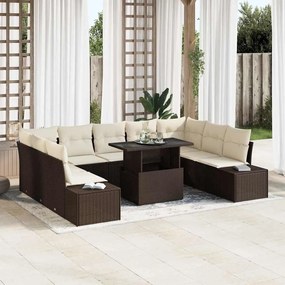 vidaXL Σετ Καναπέ Κήπου 10 pcs Καφέ και κρεμ 100 x 55 x 73 εκ.