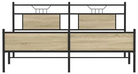 vidaXL Σκελετός Κρεβ. Χωρίς Στρώμα Sonoma Δρυς 160x200 εκ. Μεταλλικό