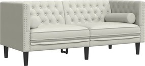 vidaXL Σετ Καναπέδων Chesterfield 2 Τεμαχίων με Βάσεις, Κρεμ Βελούδινο