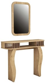 Κονσόλα Με Καθρέπτη Damla 845HCT4004 105x30x85/51x76,5cm Oak-Walnut Μοριοσανίδα, Μελαμίνη