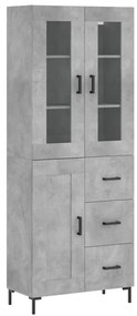 vidaXL Ντουλάπι Γκρι Σκυροδέματος 69,5x34x180 εκ. Επεξεργασμένο Ξύλο