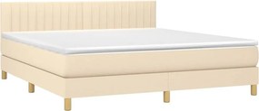 vidaXL Κρεβάτι Boxspring με Στρώμα &amp; LED Κρεμ 180x200 εκ. Υφασμάτινο