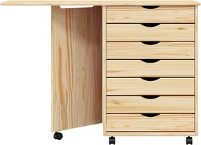 vidaXL Κινητό Ντουλάπι με Γραφείο με τροχούς MOSS Διαφανής Βερνίκι