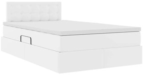 vidaXL Κρεβάτι Αποθήκης Καθαρό Λευκό 120 x 200 cm Τεχνητό Δέρμα