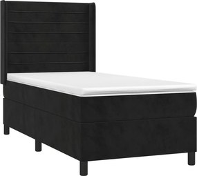 vidaXL Κρεβάτι Boxspring με Στρώμα &amp; LED Μαύρο 80x200 εκ. Βελούδινο