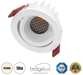 Χωνευτό Σποτ Downlight LED TrimLess 10W Κινούμενο-Λευκό-Φυσικό 4500K LEO-R 60284 Globostar-60284-Λευκό 60284