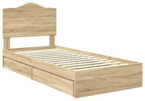 vidaXL Κρεβάτι Αποθήκης Δρύς Sonoma 100 x 200 cm Επεξεργασμένο ξύλο