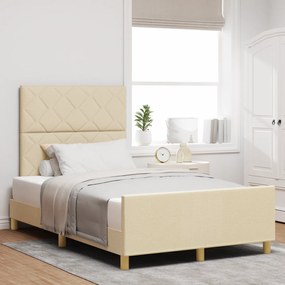 vidaXL Σκελετός Κρεβατιού με κεφαλάρι Κρεμ 120 x 200 cm ύφασμα