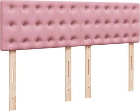 vidaXL Κρεβάτι Boxspring με Στρώμα Ροζ 140x190 εκ. Βελούδινο