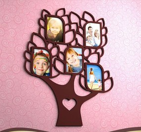 Intra απο ξύλο plywood 3mm-4mm πάχος - Οικογενειακό Δέντρο με 5 Κορνίζες Δίασταση 30x30 cm Intraeaxys-eoxl33go