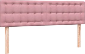 vidaXL Box Spring κρεβάτι με στρώμα ροζ 140x220 cm Βελούδινο