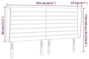 Κεφαλάρι με Πτερύγια Ροζ 163x23x118/128 εκ. Βελούδινο - Ροζ