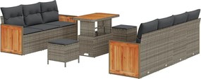vidaXL Σετ Καναπέ Κήπου με μαξιλάρι 10 pcs Γκρι