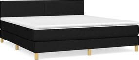 vidaXL Κρεβάτι Boxspring με Στρώμα Μαύρο 180x200 εκ. Υφασμάτινο