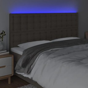 Κεφαλάρι Κρεβατιού LED Taupe 200x5x118/128 εκ. Υφασμάτινο - Μπεζ-Γκρι