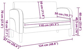 Καναπές Loveseat Γκρι 110 εκ. Συνθετικό δέρμα - Γκρι