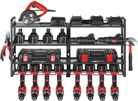 VEVOR Power Tool Organizer Wall Mount, 4-Layer Storage Rack with 8 Drill Holders, Tools Holder and Storage Rack with Screwdriver Holder, Garage Tool Organizer for Garage, Workbench, and Workshop
