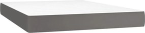 vidaXL Κρεβάτι Boxspring με Στρώμα Γκρι 140x190εκ. από Συνθετικό Δέρμα