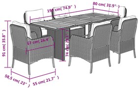 ΣΕΤ ΤΡΑΠΕΖΑΡΙΑΣ ΚΗΠΟΥ 7 ΤΕΜ. ΜΑΥΡΟ ΣΥΝΘΕΤΙΚΟ ΡΑΤΑΝ ΜΕ ΜΑΞΙΛΑΡΙΑ 3211894