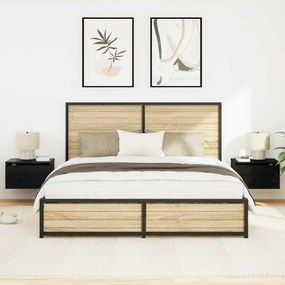 vidaXL Τοίχου κομοδίνο με συρτάρι 2 pcs Μαύρη δρυς 50 x 36 x 30 εκ